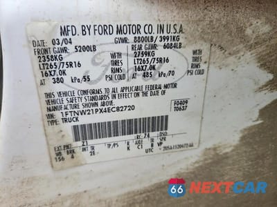 Zdjęcie 12 z 12 samochodu: 2004 FORD F250 SUPER DUTY VIN:1FTNW21PX4EC82720 - miniatura