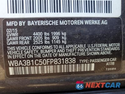Zdjęcie 12 z 12 samochodu: 2015 BMW 320 I VIN:WBA3B1C50FP831838 - miniatura