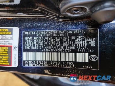 Zdjęcie 13 z 13 samochodu: 2012 TOYOTA CAMRY SE V6 VIN:4T1BK1FK7CU001754 - miniatura