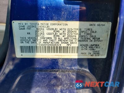 Zdjęcie 13 z 13 samochodu: 2004 TOYOTA RAV4 BASE VIN:JTEGD20V240026319 - miniatura