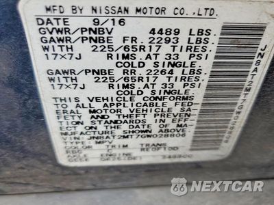 Zdjęcie 14 z 14 samochodu: 2016 NISSAN ROGUE SV VIN:JN8AT2MT7GW028806 - miniatura