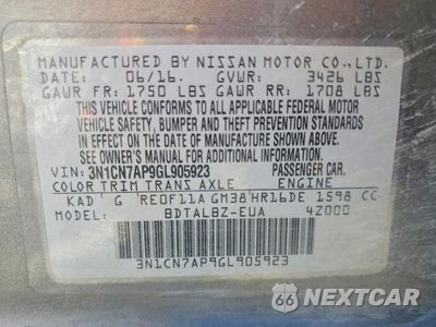 Zdjęcie 12 z 12 samochodu: 2016 NISSAN VERSA 1.6 SV VIN:3N1CN7AP9GL905923 - miniatura