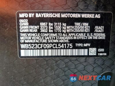 Zdjęcie 13 z 13 samochodu: 2023 BMW IX XDRIVE50 VIN:WB523CF09PCL54175 - miniatura