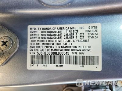 Zdjęcie 13 z 13 samochodu: 2008 HONDA CR-V LX VIN:5J6RE38308L000545 - miniatura