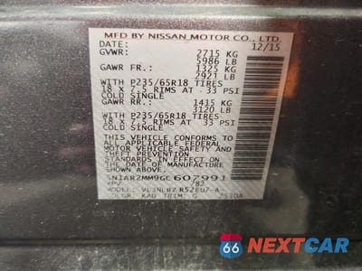 Zdjęcie 12 z 12 samochodu: 2016 NISSAN PATHFINDER S VIN:5N1AR2MM9GC607991 - miniatura