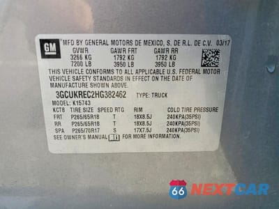 Zdjęcie 12 z 12 samochodu: 2017 CHEVROLET SILVERADO K1500 LT VIN:3GCUKREC2HG382462 - miniatura