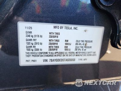 Zdjęcie 13 z 13 samochodu: 2026 TESLA MODEL Y VIN:7SAYGDED5TA606868 - miniatura