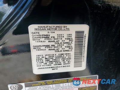 Zdjęcie 12 z 12 samochodu: 2004 INFINITI FX35 BASE VIN:JNRAS08W64X218030 - miniatura