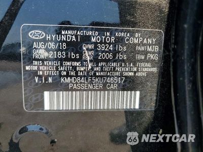 Zdjęcie 12 z 12 samochodu: 2019 HYUNDAI ELANTRA SEL VIN:KMHD84LF5KU746517 - miniatura