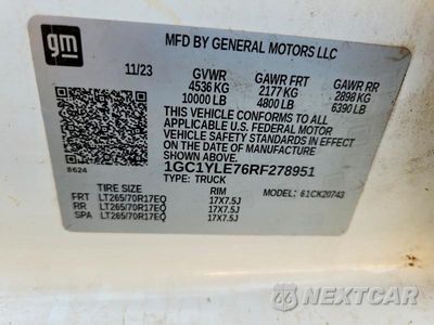 Zdjęcie 14 z 14 samochodu: 2024 CHEVROLET SILVERADO K2500 HEAVY DUTY VIN:1GC1YLE76RF278951 - miniatura