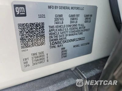 Zdjęcie 13 z 13 samochodu: 2022 CHEVROLET TAHOE C1500 PREMIER VIN:1GNSCSKD0NR129622 - miniatura