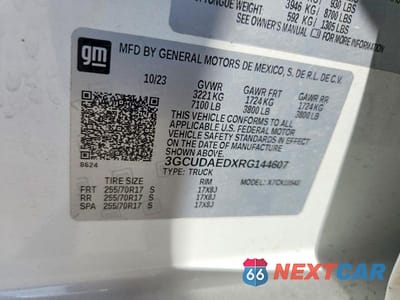 Zdjęcie 12 z 12 samochodu: 2024 CHEVROLET SILVERADO K1500 VIN:3GCUDAEDXRG144607 - miniatura