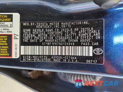 Zdjęcie 12 z 12 samochodu: 2016 TOYOTA CAMRY SE VIN:4T1BF1FK7GU124948 - miniatura