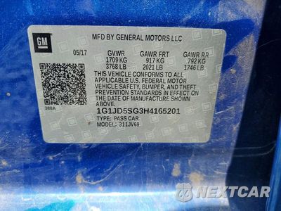 Zdjęcie 12 z 12 samochodu: 2017 CHEVROLET SONIC LT VIN:1G1JD5SG3H4165201 - miniatura