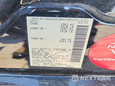 Zdjęcie 12 z 12 samochodu: 2019 NISSAN ALTIMA SR VIN:1N4BL4CV6KC217526 - miniatura