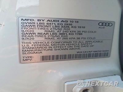 Zdjęcie 13 z 13 samochodu: 2019 AUDI Q8 PREMIUM VIN:WA1AVAF19KD010334 - miniatura