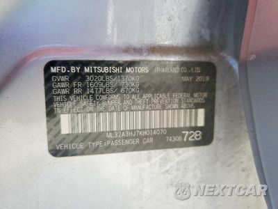 Zdjęcie 13 z 13 samochodu: 2019 MITSUBISHI MIRAGE ES VIN:ML32A3HJ7KH014070 - miniatura