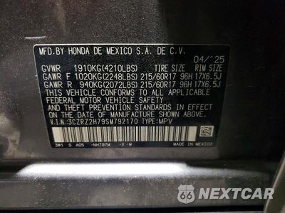 Zdjęcie 14 z 14 samochodu: 2025 HONDA HR-V EXL VIN:3CZRZ2H79SM792170 - miniatura