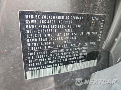 Zdjęcie 13 z 13 samochodu: 2016 VOLKSWAGEN TIGUAN S VIN:WVGAV7AX3GW585816 - miniatura