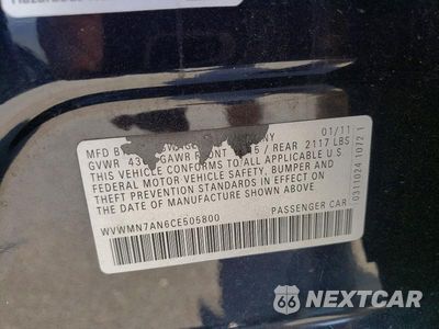 Zdjęcie 12 z 12 samochodu: 2012 VOLKSWAGEN CC SPORT VIN:WVWMN7AN6CE505800 - miniatura