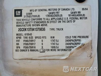 Zdjęcie 12 z 12 samochodu: 2004 CHEVROLET SILVERADO K1500 VIN:2GCEK13T841379836 - miniatura