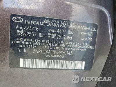 Zdjęcie 12 z 12 samochodu: 2017 HYUNDAI SONATA SE VIN:5NPE24AF8HH489143 - miniatura