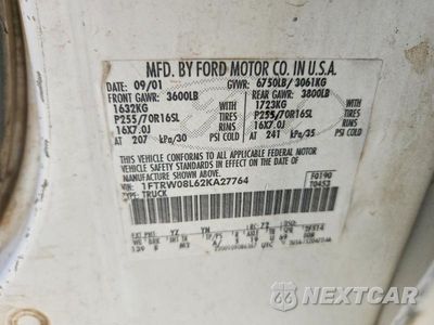 Zdjęcie 12 z 12 samochodu: 2002 FORD F150 SUPERCREW VIN:1FTRW08L62KA27764 - miniatura