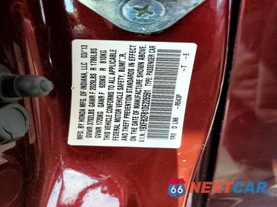 Zdjęcie 12 z 12 samochodu: 2013 HONDA CIVIC EX VIN:19XFB2F81DE226591 - miniatura