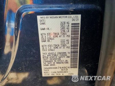 Zdjęcie 12 z 12 samochodu: 2019 NISSAN FRONTIER SV VIN:1N6AD0EVXKN764924 - miniatura