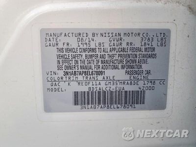 Zdjęcie 12 z 12 samochodu: 2014 NISSAN SENTRA VIN:3N1AB7AP8EL678091 - miniatura