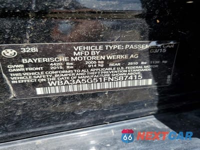 Zdjęcie 12 z 12 samochodu: 2015 BMW 328 I VIN:WBA3A5G51FNS87415 - miniatura