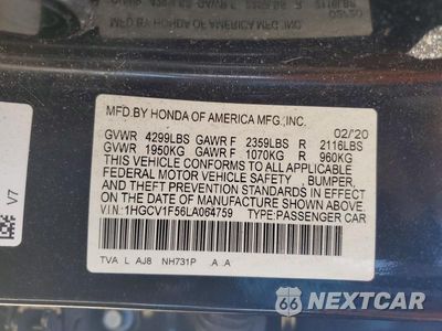 Zdjęcie 12 z 12 samochodu: 2020 HONDA ACCORD EXL VIN:1HGCV1F56LA064759 - miniatura