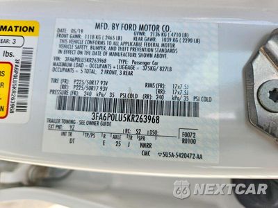 Zdjęcie 13 z 13 samochodu: 2019 FORD FUSION SE VIN:3FA6P0LU5KR263968 - miniatura