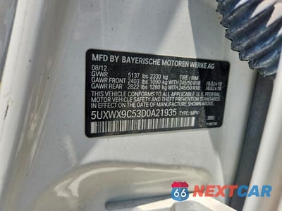 Zdjęcie 12 z 12 samochodu: 2013 BMW X3 XDRIVE28I VIN:5UXWX9C53D0A21935 - miniatura