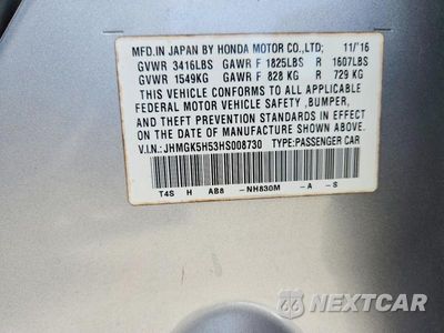 Zdjęcie 12 z 12 samochodu: 2017 HONDA FIT LX VIN:JHMGK5H53HS008730 - miniatura