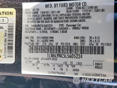 Zdjęcie 12 z 12 samochodu: 2020 LINCOLN CONTINENTAL RESERVE VIN:1LN6L9NC5L5605224 - miniatura