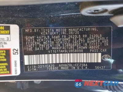 Zdjęcie 13 z 13 samochodu: 2020 TOYOTA CAMRY SE VIN:4T1G11AK6LU958098 - miniatura