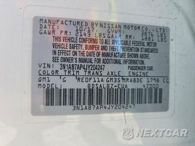 Zdjęcie 12 z 12 samochodu: 2018 NISSAN SENTRA S VIN:3N1AB7AP4JY204247 - miniatura