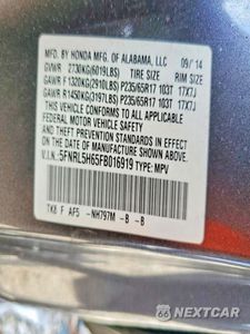 Zdjęcie 13 z 13 samochodu: 2015 HONDA ODYSSEY EXL VIN:5FNRL5H65FB016919 - miniatura