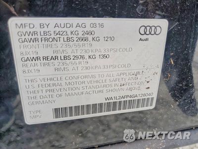 Zdjęcie 13 z 13 samochodu: 2016 AUDI Q5 PREMIUM PLUS VIN:WA1L2AFP4GA126040 - miniatura
