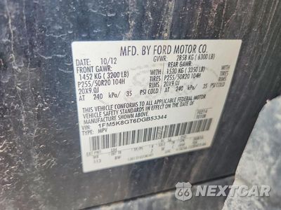 Zdjęcie 13 z 13 samochodu: 2013 FORD EXPLORER SPORT VIN:1FM5K8GT6DGB53344 - miniatura