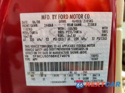 Zdjęcie 13 z 13 samochodu: 2008 FORD ESCAPE XLT VIN:1FMCU93168KE74976 - miniatura