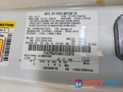 Zdjęcie 13 z 13 samochodu: 2021 FORD MUSTANG VIN:1FATP8UH5M5125078 - miniatura
