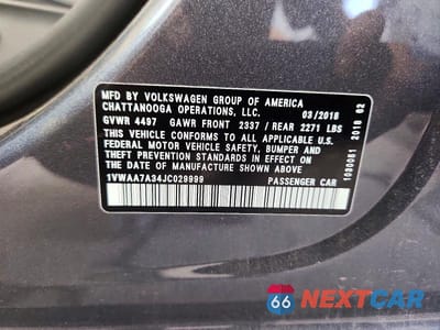 Zdjęcie 12 z 12 samochodu: 2018 VOLKSWAGEN PASSAT S VIN:1VWAA7A34JC029999 - miniatura