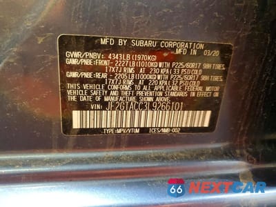 Zdjęcie 13 z 13 samochodu: 2020 SUBARU CROSSTREK PREMIUM VIN:JF2GTACC3L9266101 - miniatura