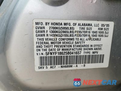Zdjęcie 13 z 13 samochodu: 2005 HONDA PILOT EXL VIN:5FNYF18625B041657 - miniatura