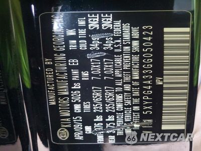 Zdjęcie 13 z 13 samochodu: 2016 KIA SORENTO LX VIN:5XYPG4A33GG050423 - miniatura