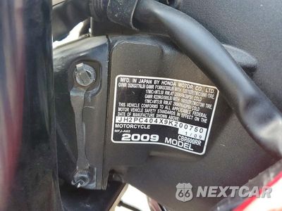 Zdjęcie 9 z 9 samochodu: 2009 HONDA CBR600 RR VIN:JH2PC404X9K200750 - miniatura