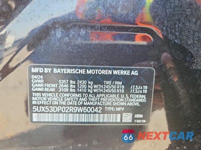 Zdjęcie 14 z 14 samochodu: 2024 BMW X3 XDRIVE30I VIN:5UX53DP02R9W60042 - miniatura