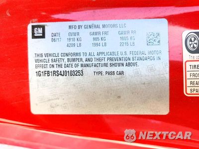 Zdjęcie 12 z 12 samochodu: 2018 CHEVROLET CAMARO LT VIN:1G1FB1RS4J0103253 - miniatura